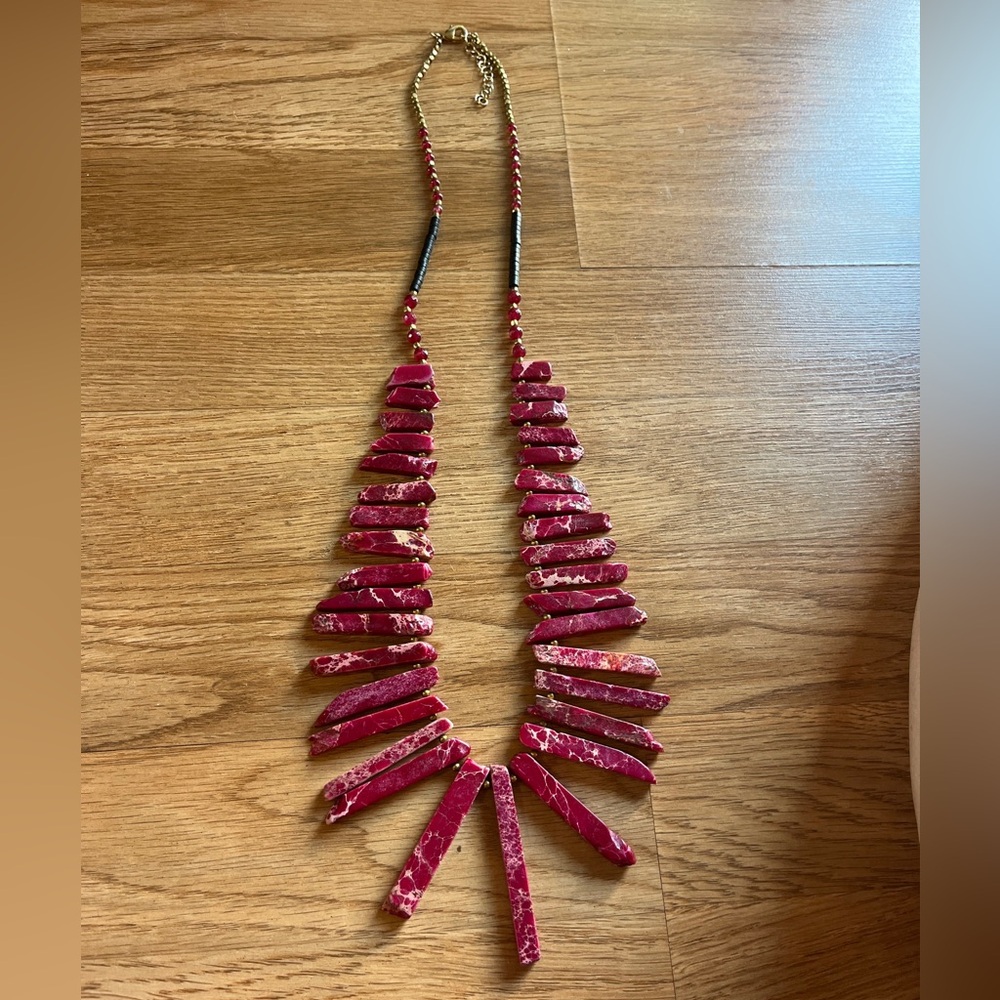 PANACEA Long Graduated Semi-Precious Red Stone Stick Necklace
